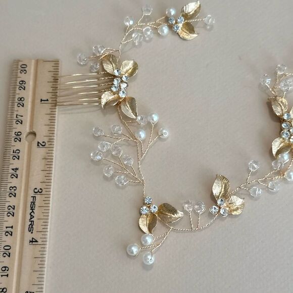 Elegant Gold Floral Hair piece K31 - Picture 5 of 5